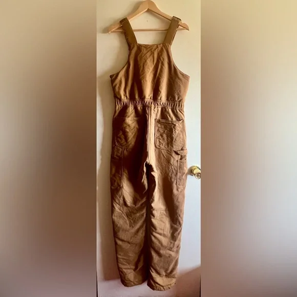 Carhartt Women’s Size Small Tall Loose Fit Tan Insulated Overalls - Picture 2 of 3
